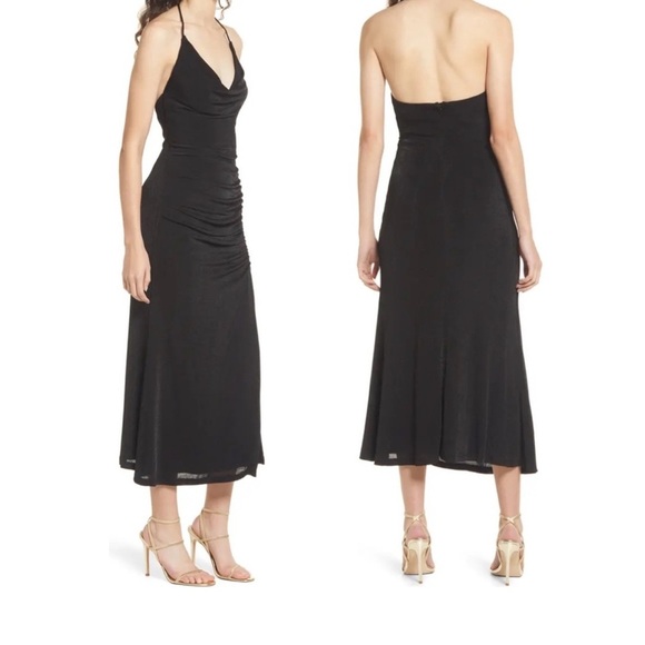 MISHA Collection Levon Halter Midi Dress Black Size 12 NWT - Picture 2 of 6